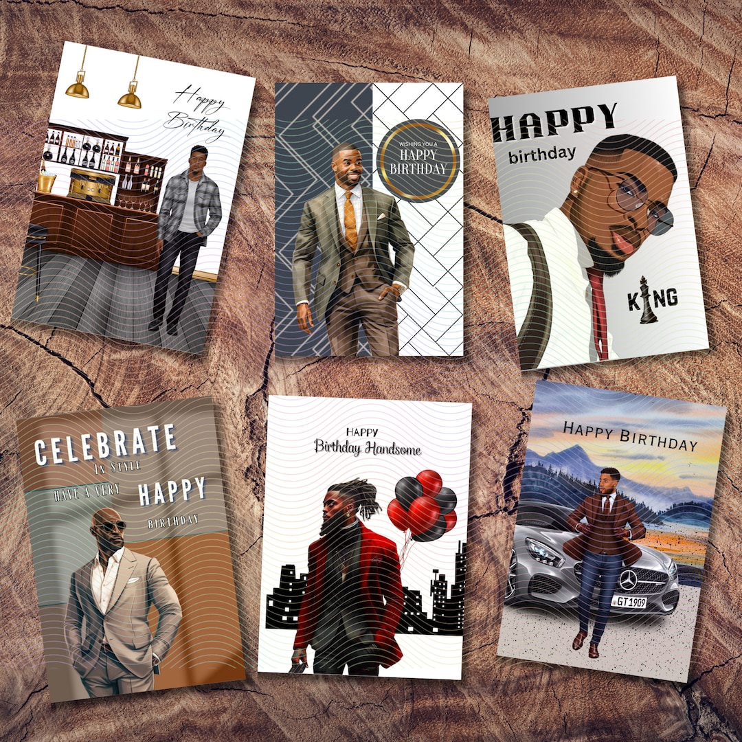 Black Men Birthday Cards Bundle Pack African American - Etsy