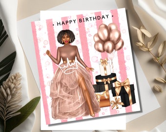 Happy Birthday Card | Black Woman | African American | Black Greeting Cards | Birthday Greeting Cards