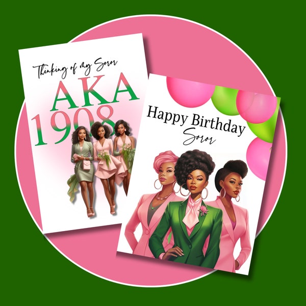 AKA Greeting Cards | Black Sorority Greeting Cards | Happy Birthday | Card Set of 6