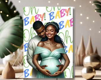 Baby Shower Card | Baby On the Way | Black Expecting Mom| New Baby | African American Greeting Cards