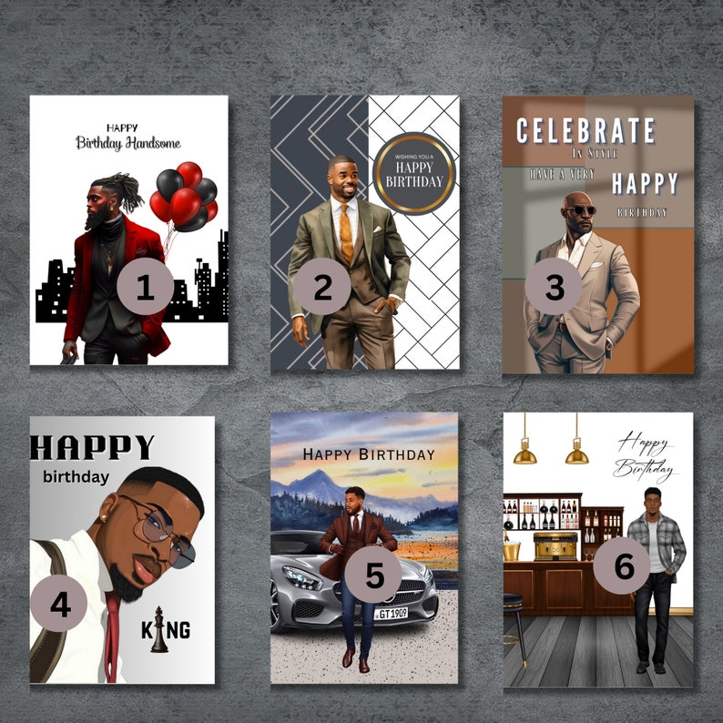 Black Men Birthday Cards Bundle Pack African American - Etsy