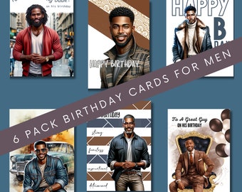 Black Men Birthday Cards | Bundle Pack | African American Greeting Cards