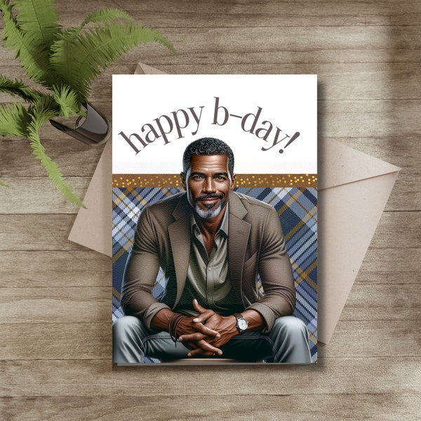 Happy Birthday Card for Men | African American Cards | Afrocentric | Black Greeting Cards | Card for Men