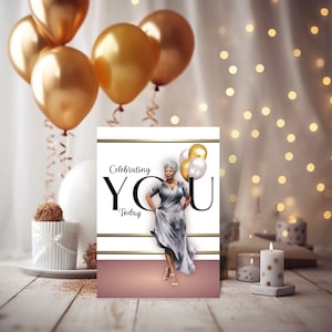 Black Woman Happy Birthday Card, Greeting Cards, African American Woman Greeting Card, Black Greeting Cards
