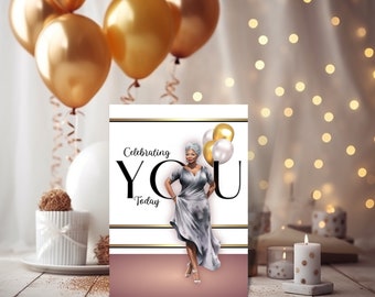 Black Woman Happy Birthday Card, Greeting Cards, African American Woman Greeting Card, Black Greeting Cards