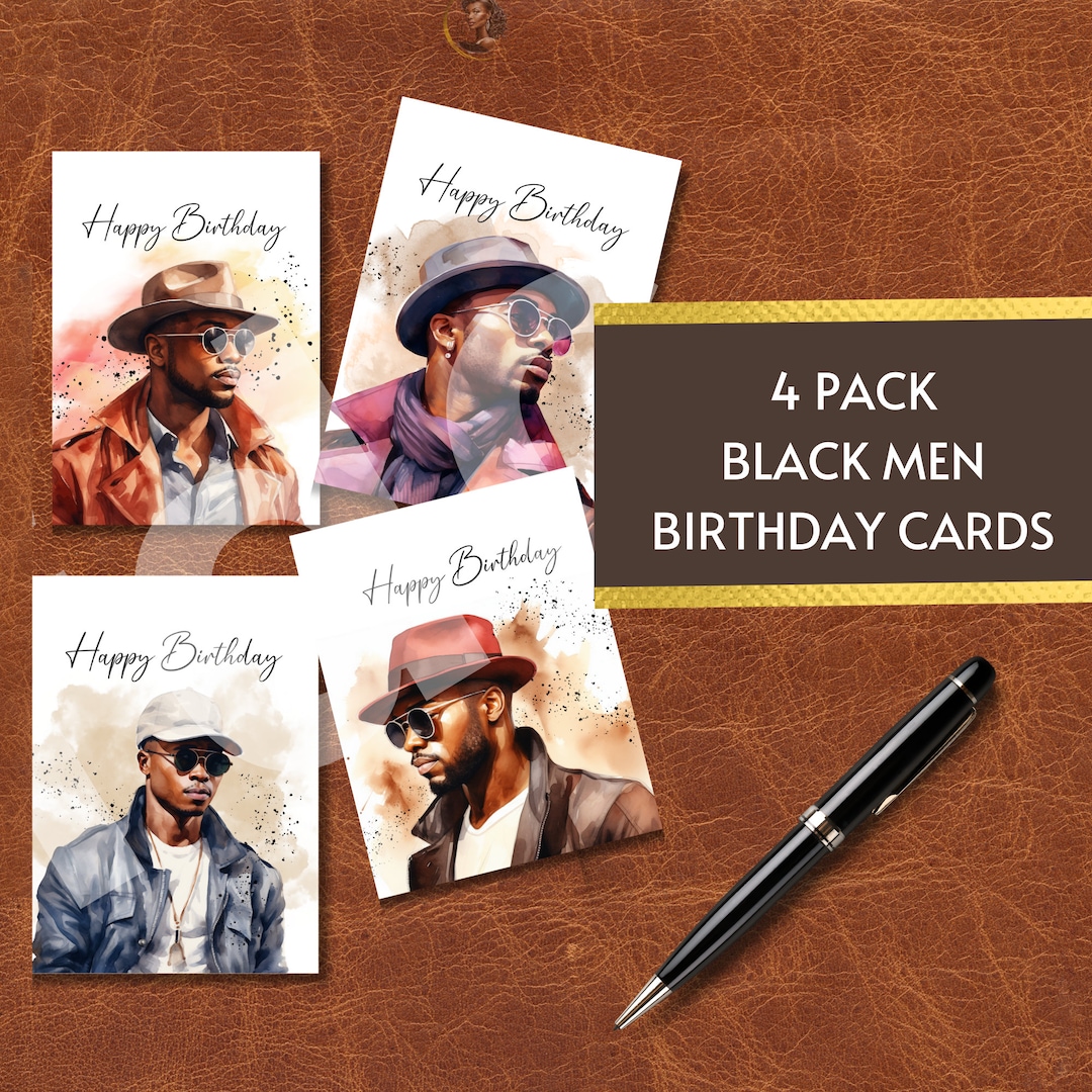 Black Men Birthday Cards. Bundle Pack, Afrocentric, African American