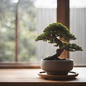 HarmonyCurve Bonsai Pot with Saucer