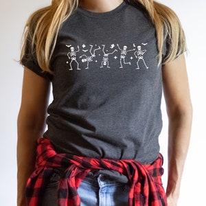 Skeleton Shirt, Funny Halloween Shirt, Skeletons Happy Halloween Tshirt, Graphic TShirt Skeleton Dancing Shirt Gift for Anyone