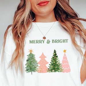 Comfort Colors® Fa La La La Christmas T-Shirt, Retro Christmas Shirt, Pink Christmas Shirt, Holiday Shirt, Christmas Tree Shirt