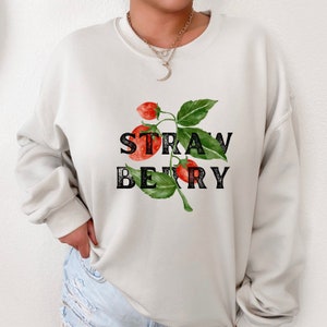 Strawberry Shirt Strawberry Clothes Strawberry Gift for Garden Lover Aesthetic Clothing Cottagecore Clothes Botanical Shirt Crewneck