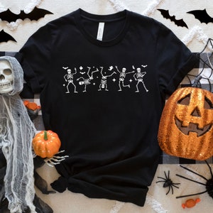 Halloween Shirt, Halloween Party Dancing Skeleton Shirt, Funny Halloween Shirt, Skeletons Happy Halloween Tshirt, Skeleton Dancing Shirt