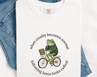 Off To Be Radical Left Scum Funny Frog On Bicycle Resistance Tee, Funny Christian Political Tshirt, Anti Fascism Shirt, Anti Trump
