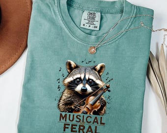 Raccoon Comfort Colors® Violinist Violist Gift for Orchestra Player, Music Lover Shirt for Musician, Funny Musician Tee