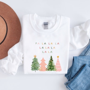 Roze kerstboom sweatshirt, vrolijk kerstboom sweatshirt, vrolijk en helder kerstsweatshirt, vakantietrui, damesvakantieshirt