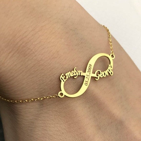 Double Name Bracelet Personalized Engrave Name Bracelet Etsy