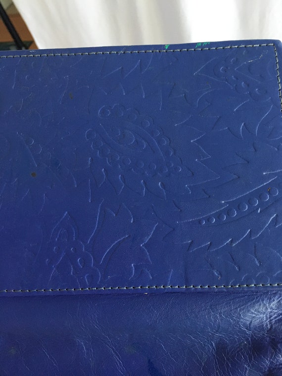 Blue/Violet Leather HandBag circa 1980 - image 5