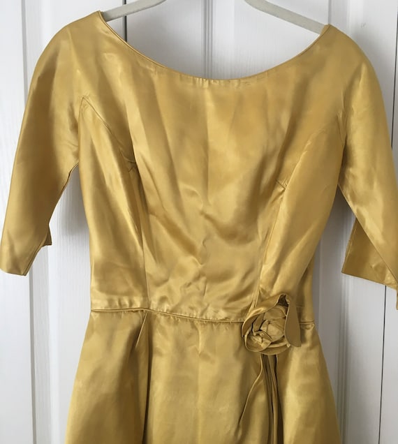 Vintage Gold Satin Dress - image 6