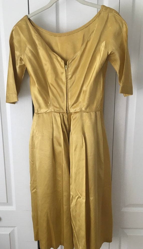 Vintage Gold Satin Dress - image 4