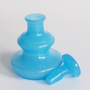 Glass flacon vintage mouth-blown blue 12 cm high bathroom accessory image 1