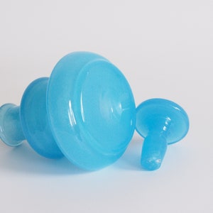 Glass flacon vintage mouth-blown blue 12 cm high bathroom accessory image 4