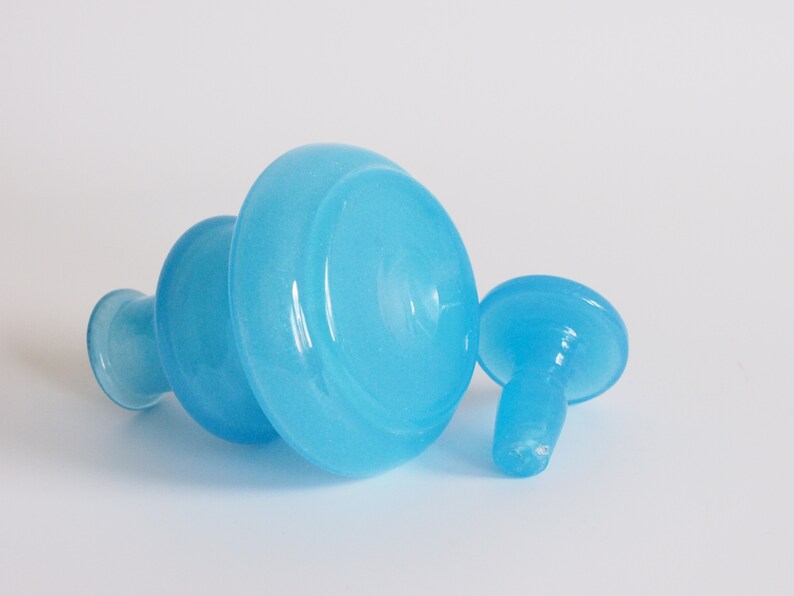 Glass flacon vintage mouth-blown blue 12 cm high bathroom accessory image 4