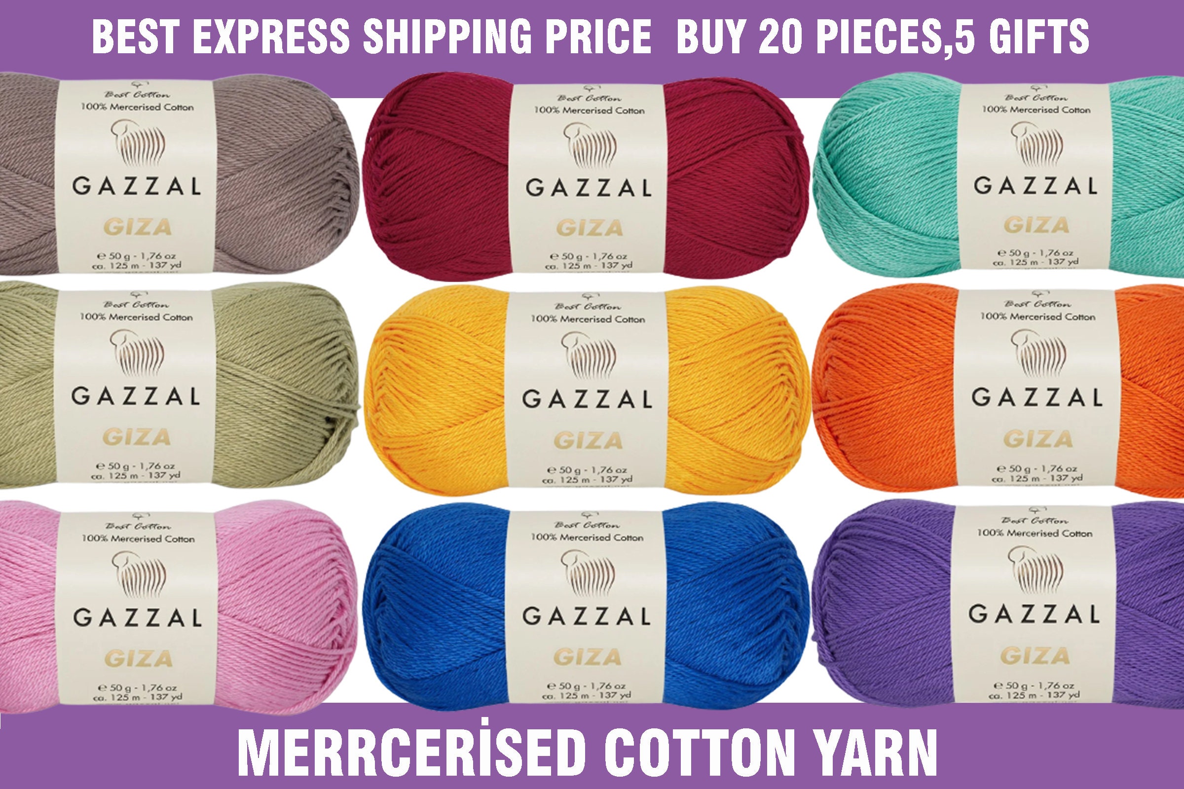 COTTON Yarn Mercerized Cotton Yarn, Soft Cotton Yarn, Knitting Yarn Crochet  Yarn Sportweight Weaving Yarn, Amigurumi Hilaza 