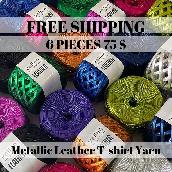 Vollen Yarn Metallic tshirt yarn,Cuero T-shirt yarn para tejer bolsos y monederos,Glossing yarn, Shiny t-shirt,Cuerda de cuero ecológica