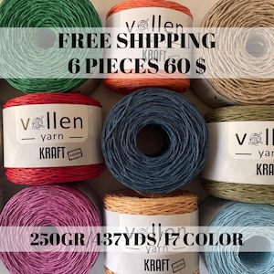 Vollen Yarn Craft Paper Cord,%100 Raffia Paper,Straw Bag Straw Hat yarn for knitting with crochet,Weaving Raffia Yarn,Twisted Cord,Purses