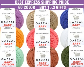 Gazzal Baby Cotton Garen, 50gr, Doll Garen, Haak breigaren, Baby breikatoengaren, hypoallergeen garen, Acryl Blend Garen