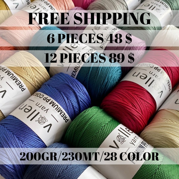 Vollen Yarn 2mm Polyester Macrame Cord, Polypropylene cord,Polyester Crochet Bag Yarn,Thread for macrame and home decoration