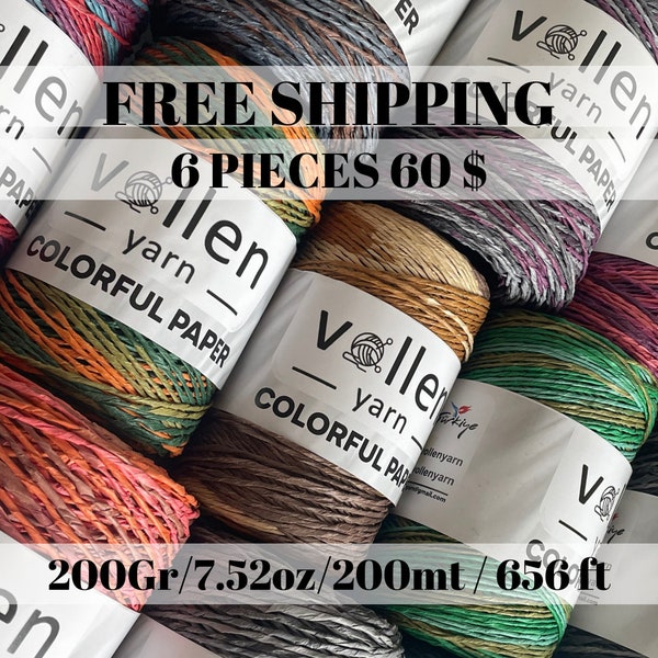 Vollen Yarn,Crochet paper Yarn,Raffia straw bag,Colorful raffia paper yarn,Macrame raffia yarn,summer bag yarn,summer hat yarn,DIY fiber art
