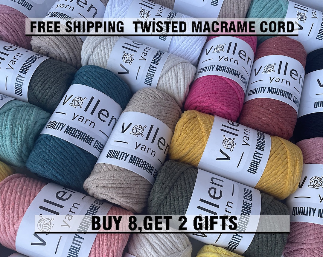 Vollen Yarn Macrame Cord 3.5mm,single Twist Macrame String, 100% Cotton ...