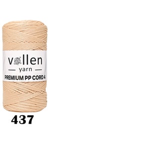 VollenYarn Cordón de macramé de poliéster de 2 mm, Cuerda de poliéster 100% polipropileno, Hilo de bolsa de ganchillo de poliéster, Hilo para macramé y decoración del hogar 437:Latte