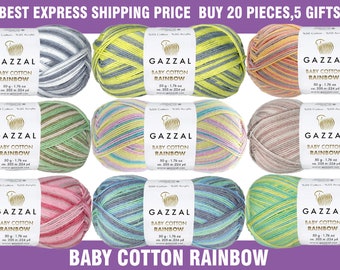 Gazzal Baby Cotton Yarn, Amigurumi yarn,Rainbow,Crochet yarn,Cotton Yarn,Multicolor Knitting Yarn,Summer Yarn,Shawl Yarn, Dress Yarn