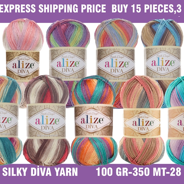 Alize Diva Batik Silky Effect Acrylic Yarn, Crochet Cardigan Yarn, Knitting Yarn for Summer Bikini, Microfiber and Mercerized Yarn