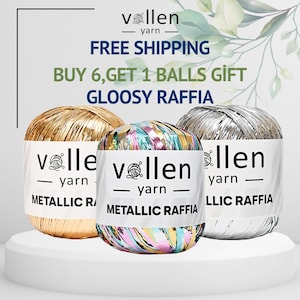 Filato di rafia metallizzata – Nastro lucido per confezioni regalo, uncinetto decorativo, lavoretti natalizi, fibra di rafia glitterata