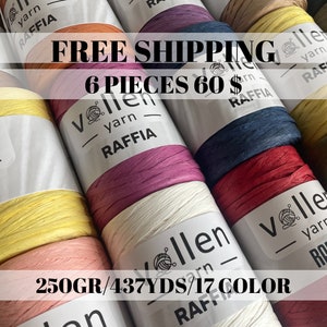 VollenYarn,437 yards,Raffia Paper Yarn ,Beach Hat Yarn,Beach Bag Yarn,Raffia Bag Yarns,Paper Yarn,Craft Supplies,Crochet Hat