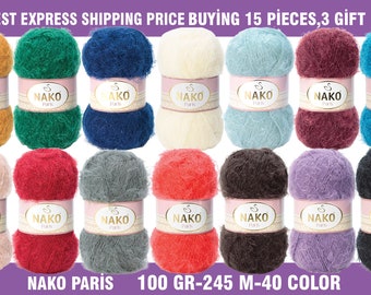 Nako Paris,Fil à cils,Fil de fourrure d'hiver,Fil acrylique au crochet,Convient pour la confection de châles,pulls,chapeaux,écharpes