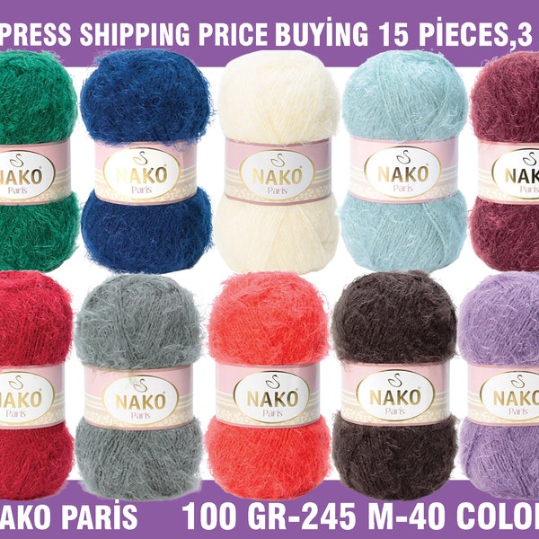 Nako Paris,Eyelash yarn,Winter fur yarn,Crochet acrylic yarn,Suitable for making shawls,pullover,hats,scarves,cardigans