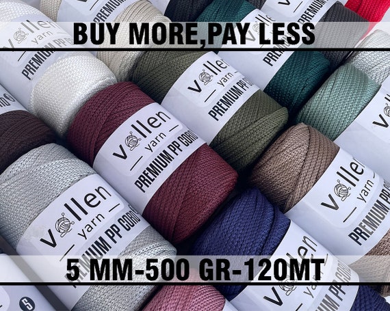 Sensy Premium 5mm Polyester Rope 100% Polypropylene Cord Macrame Cord 5mm  Crochet Bag Cord Macrame Rope Crochet Thread Gift for Knitter 