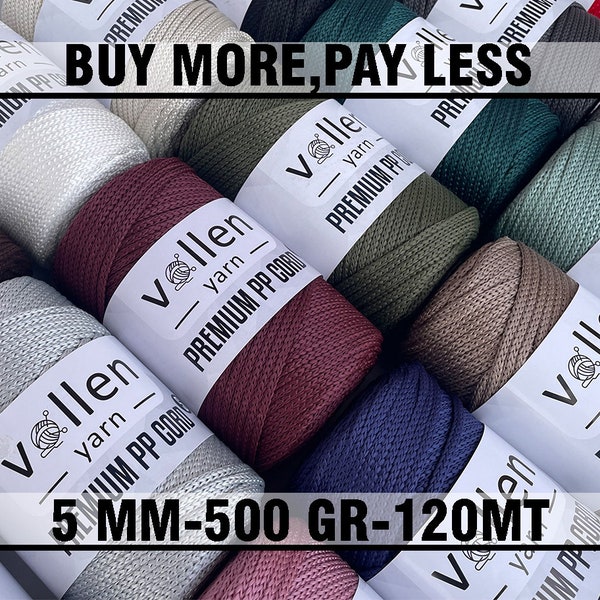 VollenYarn 5mm Polyester Macrame Rope  /Polyproplene macrame Cord/Polyester bag string/Polyester Crochet Yarn /Crochet thread