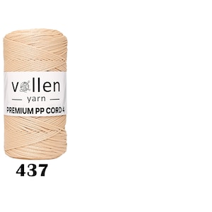 Vollen Yarn 2mm Polyester Macrame Cord, Polypropylene cord,Polyester Crochet Bag Yarn,Thread for macrame and home decoration 437:Latte