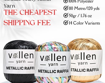 VollenYarn Filato di rafia metallizzato premium,Filato lucido,Filato per maglieria metallico,Filato per borsa all'uncinetto,poliestere