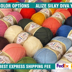 Alize Diva Yarn /Summer Knitting Yarn / Bikini Yarn / Dool Making Yarn /Microfiber Acrylic Yarn / Crochet Yarn / Mercerized Yarn