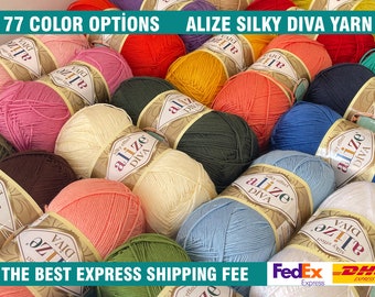Alize Diva Yarn /Summer Knitting Yarn / Bikini Yarn / Dool Making Yarn /Microfiber Acrylic Yarn / Crochet Yarn / Mercerized Yarn