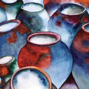 Watercolor Artwork: &quot;Clay Pots&quot;