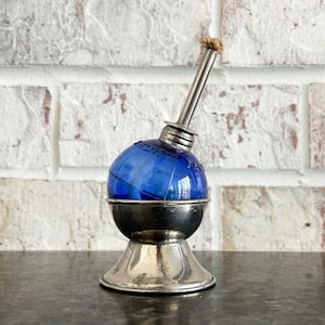 Rare Cobalt Blue Antique Jeweler's Watchmaker's Alcohol Lamp - Patented 1880-1893, Vintage Jewelers Tool, Vintage Cobalt Jewelers Lamp
