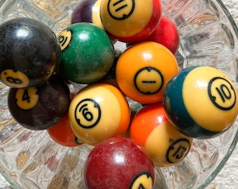 Antique Vintage Toy Mini Table Top Billiards Pool Game, 15 Painted