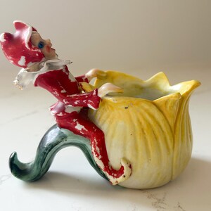 Christmas Elf, Ceramic Elf Figurine, Vintage Pixie Elf, Porcelain Pixie, Vintage Pixie Elf Planter, Ceramic Elf, Pixie, Ceramic Woodland Elf