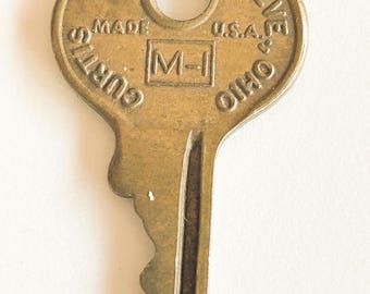 Vintage Brass Key, Old Key, Curtis Industry Key, Old Metal Lock Key, Brass Key, Made in USA